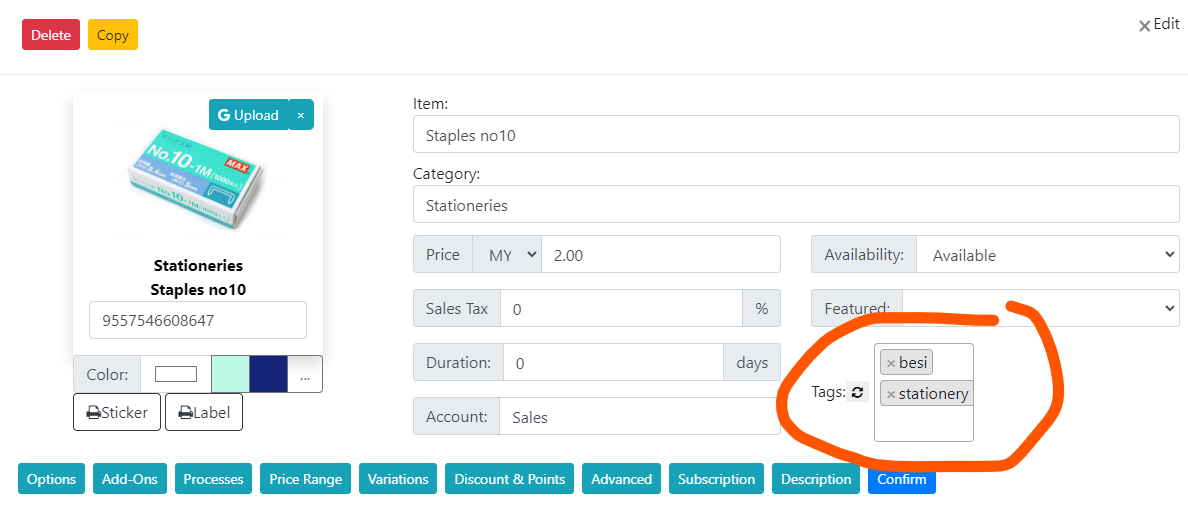 itemtags PriceItemMultiplication