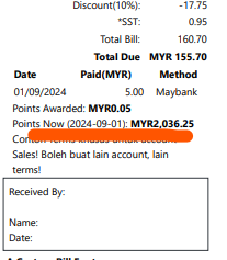 pointsOnBills PriceItemMultiplication